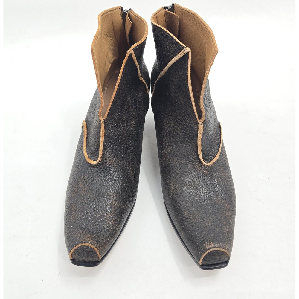 Cydwoq Ankle Boots Size 40 US 10 Brown Leather Back Zip Block Heel Hand Made USA - Picture 2 of 12